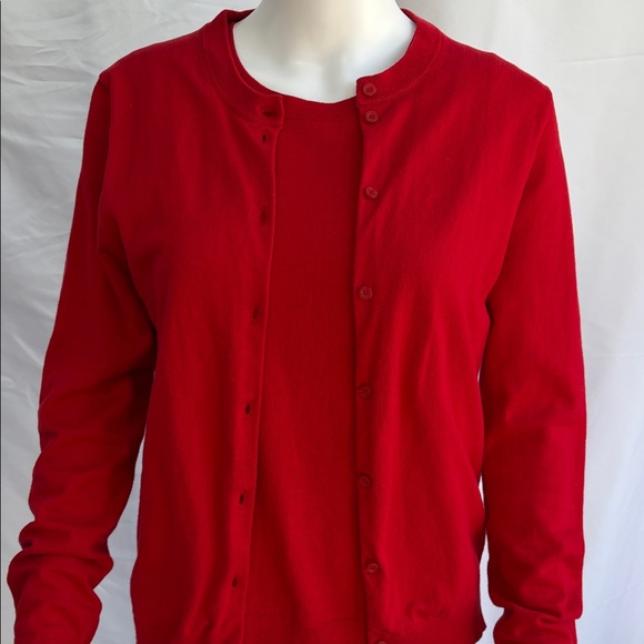 J.Crew Classic Cardigan & Shell Sweater Set - Rich Red - Size M - Picture 1 of 11